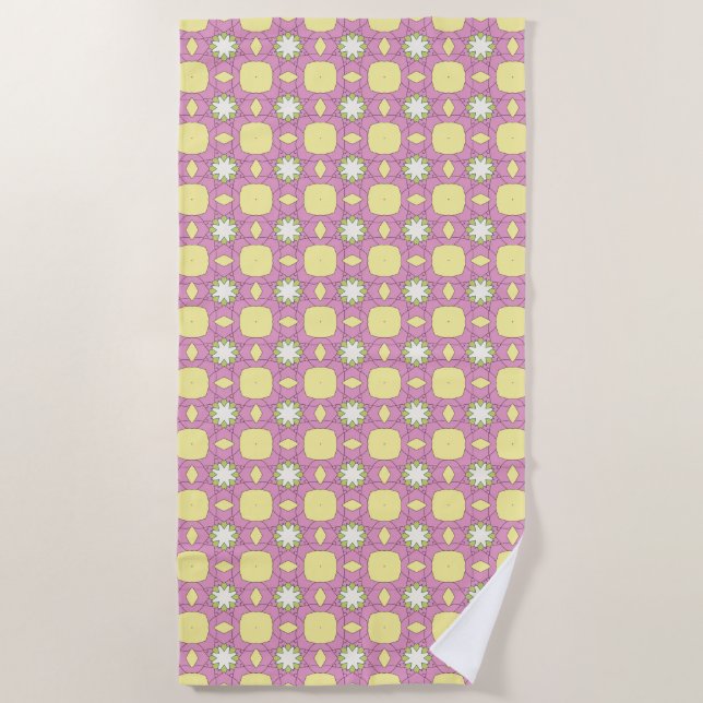 Retro-Blumenmuster geometrisch gemustert Strandtuch (Vorderseite)