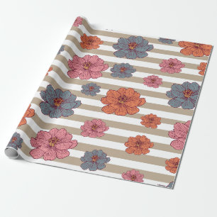 Retro-Blumenmuster Geschenkpapier