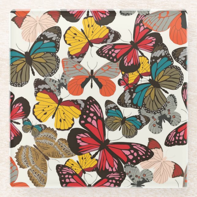 Retro Blumenmuster Glasuntersetzer (Vorderseite)