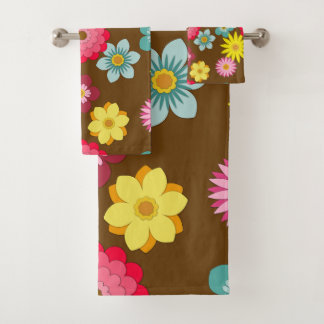 Retro-Blumenmuster-Handtuch-Set Badhandtuch Set