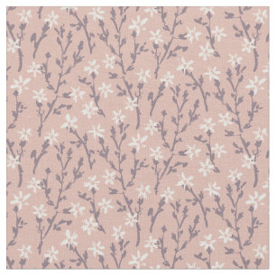 Retro Blumenmuster im boho Stil. Rosa Sakura. Stoff