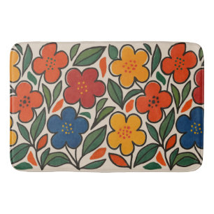 Retro-Blumenmuster im Stil der 1960er Jahre Badematte
