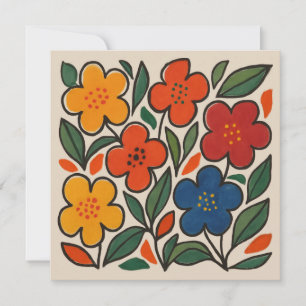Retro-Blumenmuster im Stil der 1960er Jahre Einladung