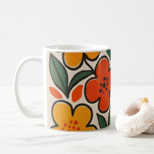 Retro-Blumenmuster im Stil der 1960er Jahre Kaffeetasse