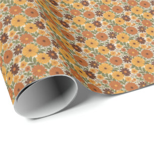 Retro-Blumenmuster im Stil der 70er Geschenkpapier
