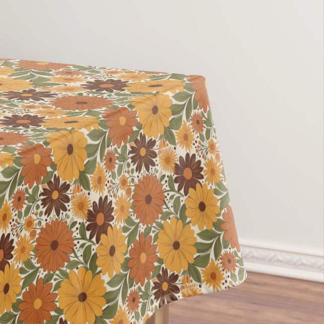 Retro-Blumenmuster im Stil der 70er Tischdecke (Beispiel)