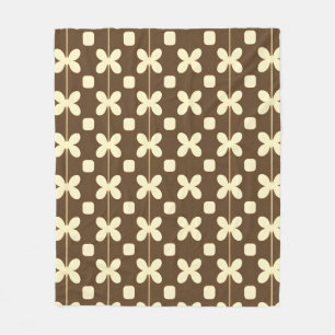 Retro-Blumenmuster in Braun und Beige Fleecedecke