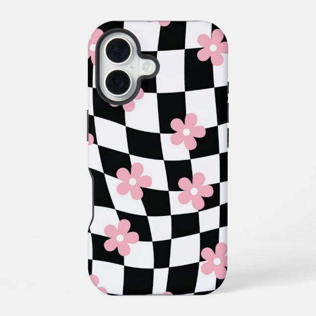 Retro-Blumenmuster iPhone 16 Hülle (Rückseite)