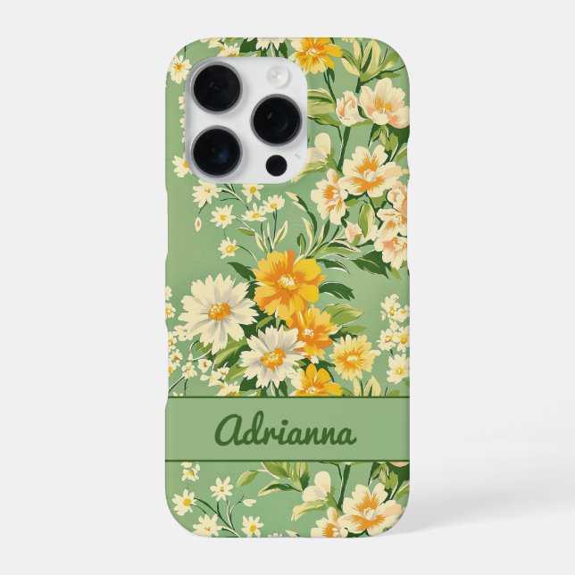 Retro-Blumenmuster iPhone Hülle (Rückseite)