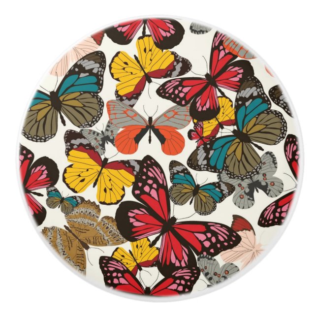 Retro Blumenmuster Keramikknauf (Vorderseite)