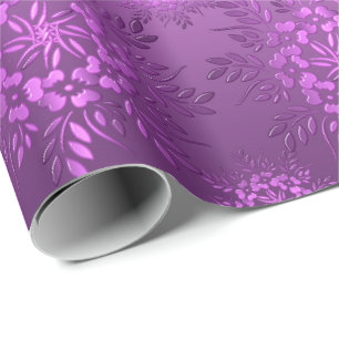 Retro-Blumenmuster Lila Farbverlauf Geschenkpapier