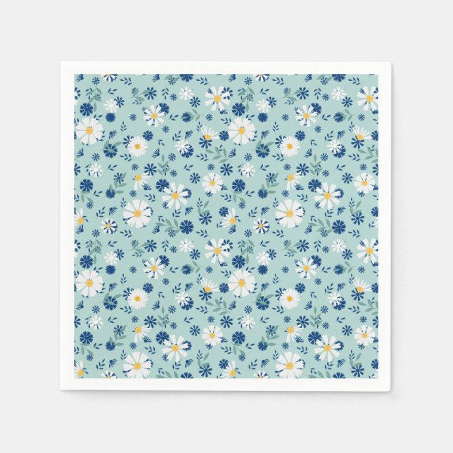 Retro-Blumenmuster mit Gänseblüten. Serviette (Vorderseite)