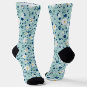 Retro-Blumenmuster mit Gänseblüten. Socken