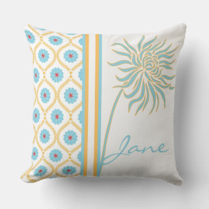 Retro-Blumenmuster mit Individuelle Name-Kissen Kissen