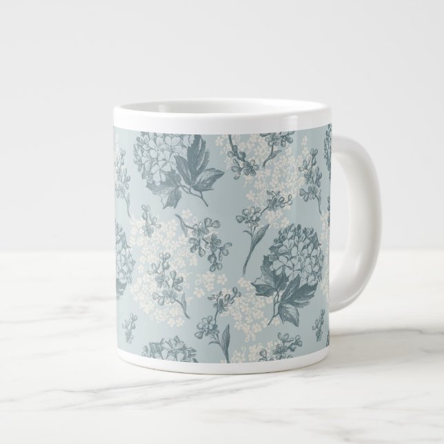 Retro-Blumenmuster mit Viburnum-Blume Jumbo-Tasse (Vorderseite Rechts)