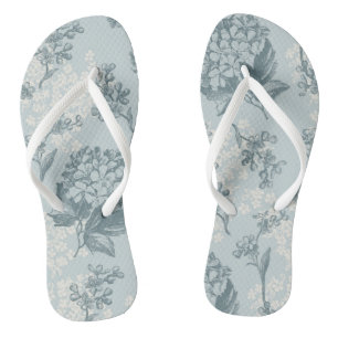Retro Blumenmuster mit Viburnum-Blumen Flip Flops