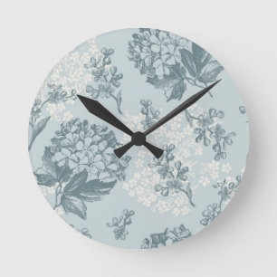 Retro Blumenmuster mit Viburnum-Blumen Runde Wanduhr
