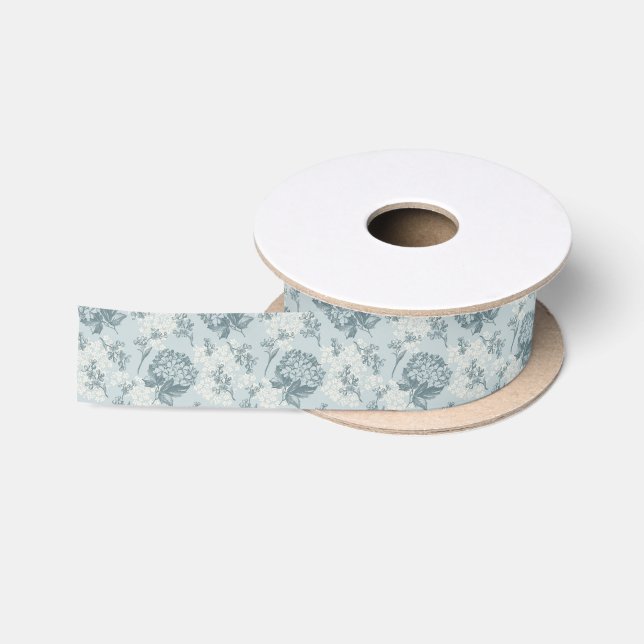 Retro Blumenmuster mit Viburnum-Blumen Satinband (Spule)