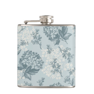 Retro-Blumenmuster mit Viburnum-Blüten Flachmann
