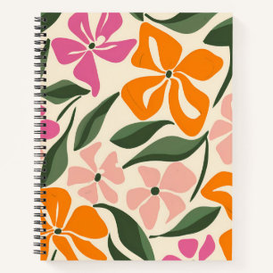Retro-Blumenmuster Notizbuch