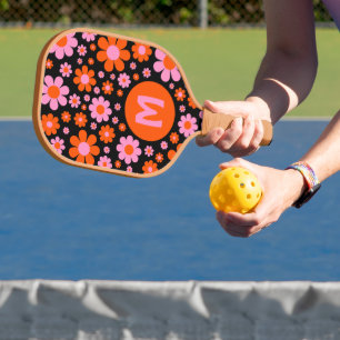 Retro-Blumenmuster personalisiert Pickleball Schläger