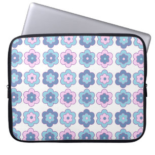 Retro-Blumenmuster (rosa und blau) Laptopschutzhülle