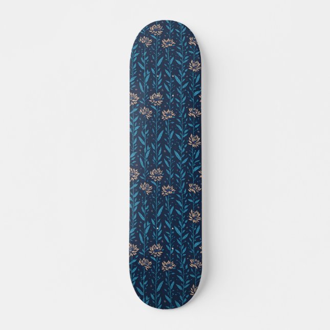 retro Blumenmuster Skateboard (Vorne)