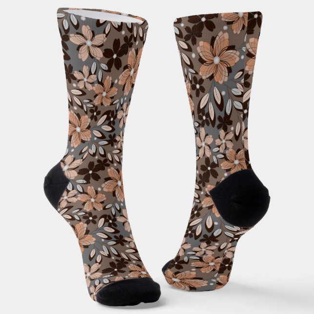 Retro-Blumenmuster. Socken (Gewinkelt)