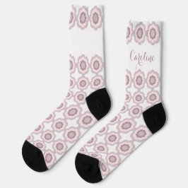 Retro Blush Pink Blume Individuelle Name Socken