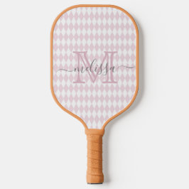 Retro Blush Pink Diamond Shape Muster Pickleball Schläger