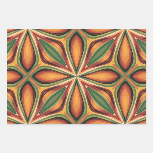 Retro-Blüte Geschenkpapier Set (Vorderseite)