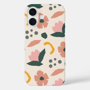 Retro-Blüten abstraktes Floraldesign iPhone 16 Hülle