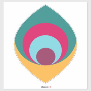 Retro-Blütenmuster - Grün, Gelb und Magenta Aufkleber