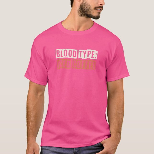 Retro-Bluttyp Icted Kaffee sarkastisch T-Shirt (Vorderseite)