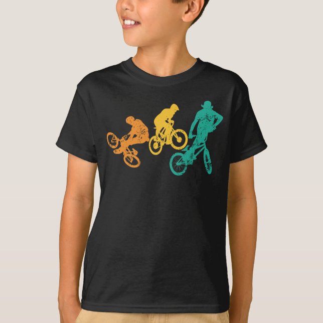 Retro BMX Rennrad Tricks Stunts T-Shirt (Vorderseite)