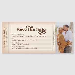 Retro-Boarding-Pass-Foto Save-the-Date-Magnet Magnetkarte