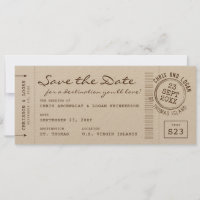 Retro Boarding Pass & Passport Briefmarke Save the