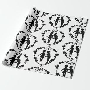 RETRO BODEN UND EIN MÄDCHEN IN EINEM HERZEN Wrappi Geschenkpapier
