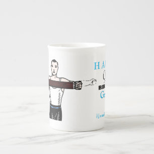 Retro Bodybuilding 90. Geburtstag personalisierte  Prozellantasse