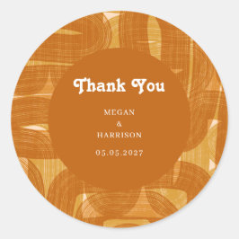 Retro-Bögen und -Linien, gelb, klassisch R Runder Aufkleber