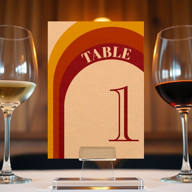 Retro-Bogenschießen-Tischnummer Tischnummer (Retro Curved Arch Stripe Wedding Table Number)