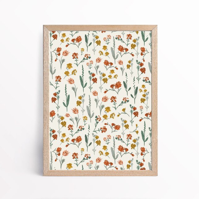 Retro-Bohemien-Wildblumen-Botanik-Kunst Poster (Von Creator hochgeladen)