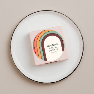 Retro Bohemischer Regenbogen Einzigartiges Brautpa Runder Aufkleber