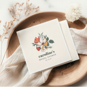 Retro Bohemisches florales Nouveau Brautparty Cust Serviette