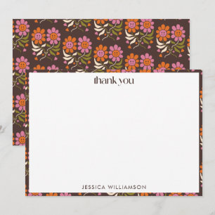 Retro Boho 70er Floral Groovy Babydusche nach Maß Dankeskarte