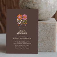 Retro Boho 70er Smile Floral Groovy Babydusche