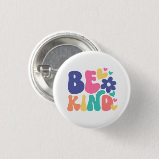 Retro Boho Be Kind – Colorful Groovy Flower Heart Button