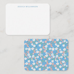 Retro-Boho-Blau-Ditsy-Blumen-Geschenkeinschlag Mitteilungskarte