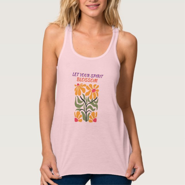 Retro Boho Blooming Flowers Inspiration Quote Tank Top (Vorderseite)