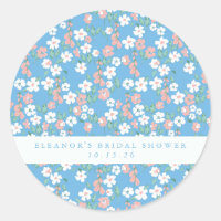 Retro Boho Blue Ditsy Floral Custom Brautparty
